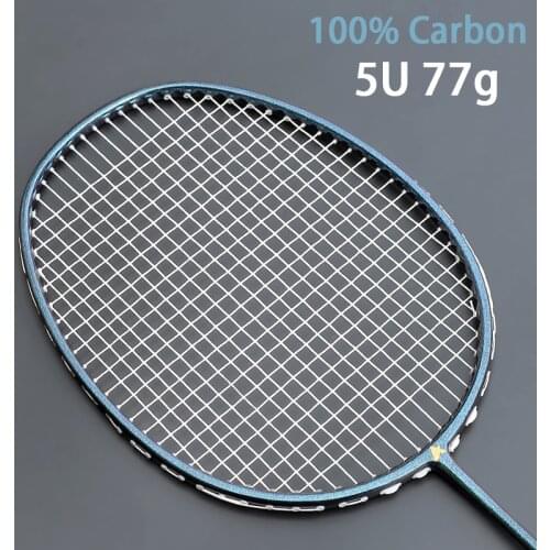 Utralight 5U 77-82G T700 Carbon Fiber Badminton Racket Strung 22-32LBS Professional Rackets With String Bag Racquet Padel
