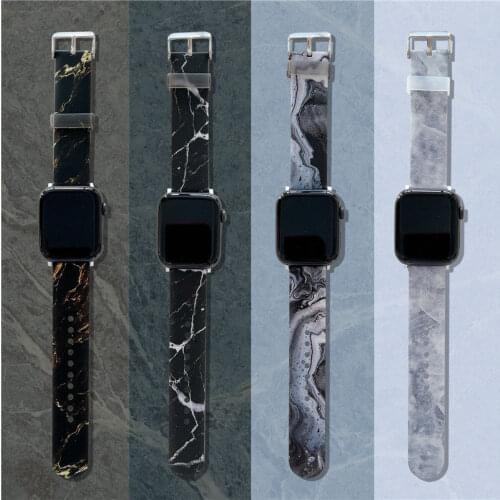 Fashion Glossy Marble Pattern Wrist Loop Band Smart Strap for Apple Watch Series 6 5 4 3 2 1 SE