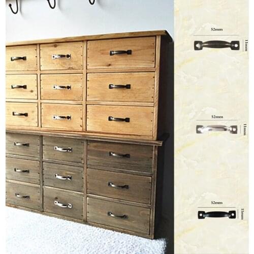 16/8/4pcs Furniture Handle Mini Handle Cabinet Drawer Hardware Accessory Handle Retro Jewelry Box Gift Box Handle 52*11mm