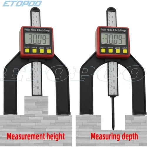 Digital Depth Gauge 50mm LCD Height Gauges Calipers With Magnetic Feet For Router Tables Woodworking Measuring Tools