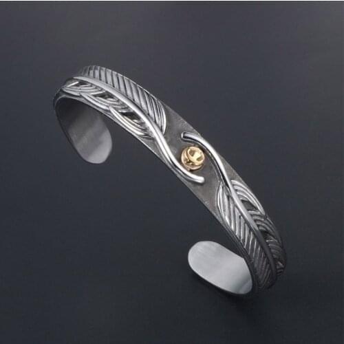 Yungqi Vintage Leaf Feather Gold Bird Charm Bracelet & Bangles Adjustable Braclets For Women Wedding Wrap Wide Jewelry