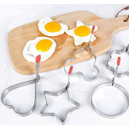 Stainless Steel Fried Egg Pancake Shaper Omelette Mold Non-Slip Handle Breakfast Egg Shaper Frying Pancake Rings Kitchen Gadget