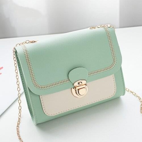 Stitching womens summer shoulder bag chain PU leather ladies messenger bag female small square bag clutch bags 2020 handbags