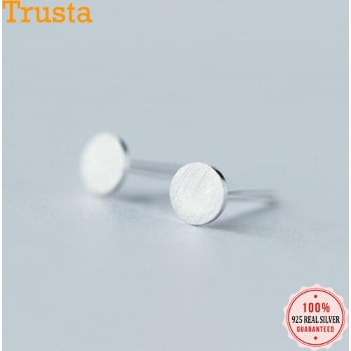 Trusta 100% 925 Sterling Silver Jewelry Fashion Cute Tiny 0.5cmX0.5cm Round Stud Earrings Gift For Girls Kids Lady DS19-Round