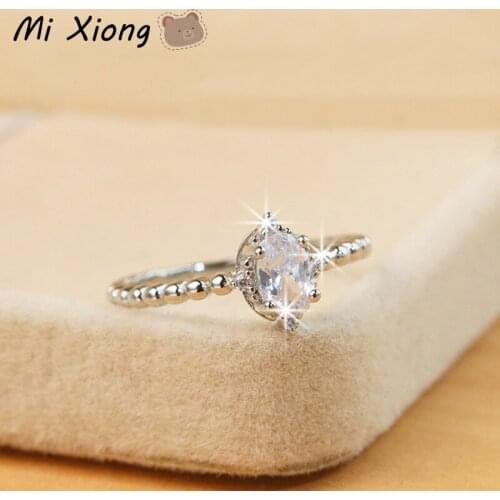 Mi Xiong Real S925 Sterling Silver Womens Rings Marquise-shaped Diamond Round Bead Ring Setting Unique Craft Charm Brand Jewelry