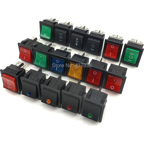 1PC Momentary Latching KCD4 Rocker Switch 4/6 pins with Light 2/3 Position ON OFF ON 16A 250V/20A 125VAC Power Switch