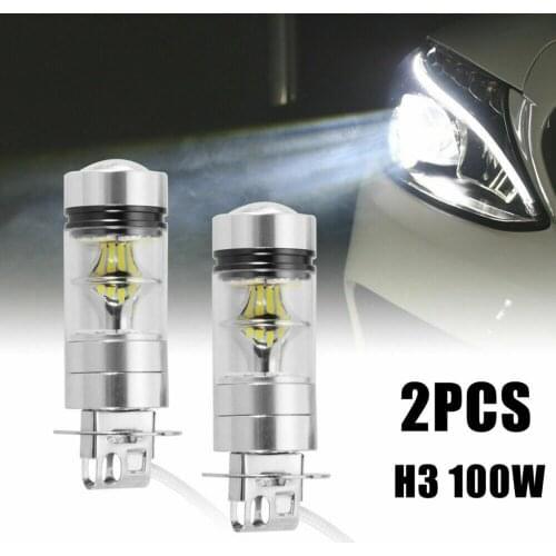 New 2pcs H3 LED Car Fog Light Bulbs 6000K White Super Bright Replacement Lamp Kit