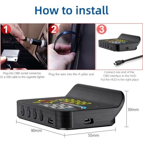 3.5 Inch Car HUD Displayer Universal HUD M17 LED Windshield Speedometer OBD2+GPS Car HUD Head Up Display