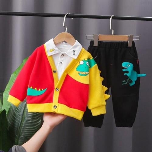 3 Pieces/set Childrens Clothing Baby Casual T-shirt Cartoon Cardigan Pants Cute Clothes Sets Boys Outfits ropa conjunto bebe