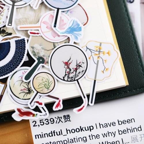 34pcs Light Luo small fan hand account cute sticker retro style decoration pattern hand account diy album translucent sticker