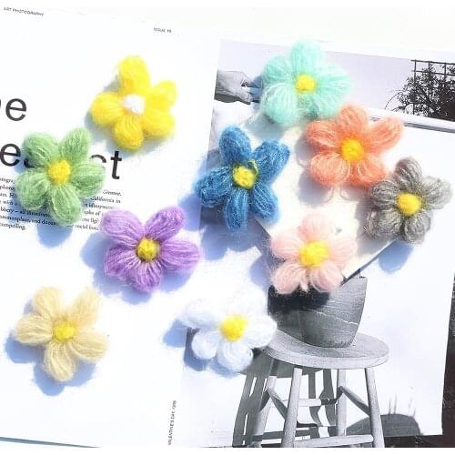5PCS Knit Barrettes Lovely Hairpins Plush Flower Hair Clips Headwear for Women Girls Cute Hair Accessories