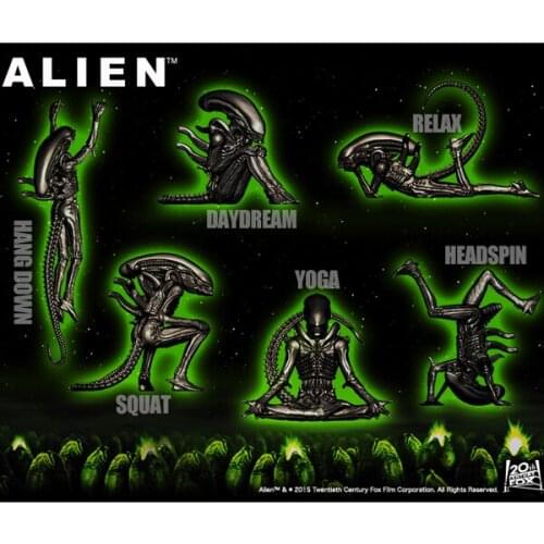 6pcs Alien Big Chap Mini Koto Alien Daily Life Hang Down Squat Daydream Yoga Relax Headspin Figures