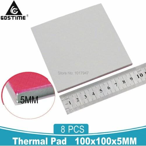 8pcs/set Gdstime 100mm x 100mm x 5mm Thermal Pad GPU CPU IC Chip Heatsink Cooling Conductive Silicone Pad