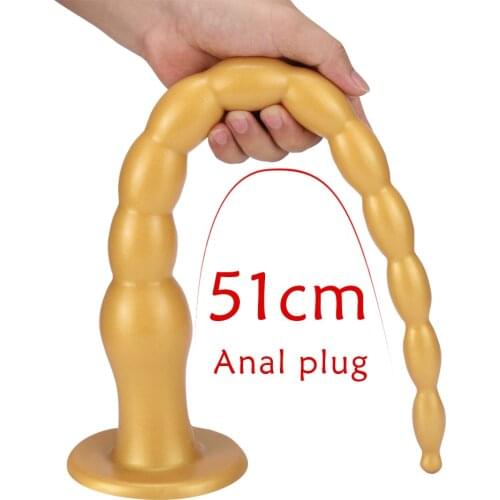51cm Super Long Anal Bead Plug With Suction Cup Prostate Massager Anus Expansion Soft Butt Plug For Men Women Anal Bead Sex Toy