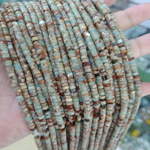 2x4mm Natural Serpentine Jaspers Stone Beads Loose Spacer Snake Skin Stone Beads Heishi Bead For Jewelry Making DIY Strand 15