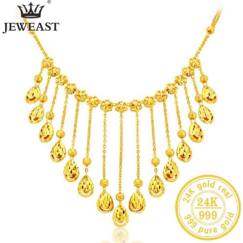JLZB 24K Pure Gold Necklace Real AU 999 Solid Gold Chain Beautiful Upscale Trendy Classic Party Fine Jewelry Hot Sell New 2020