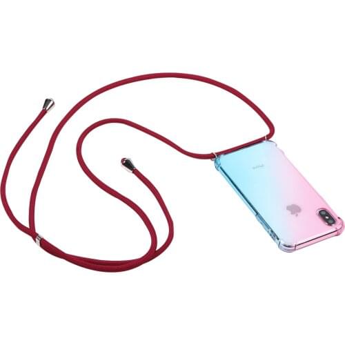 Lanyard Rainbow aurora transparent case for OPPO A5 A9 2020 Realme X X2 Pro 5 X50 A7X 7 A31 A91 6 Q shoulder rope cord cover