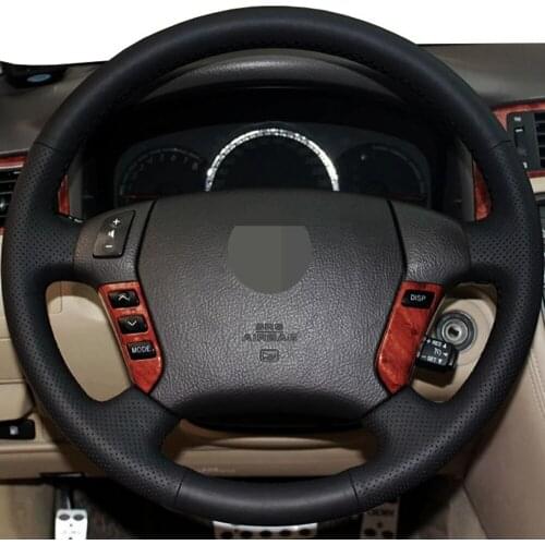 DIY Black Non-slip Wear-resistant Genuine Leather Car Accessories Steering Wheel Cover For Toyota Crown 2006 2007 2008 2009