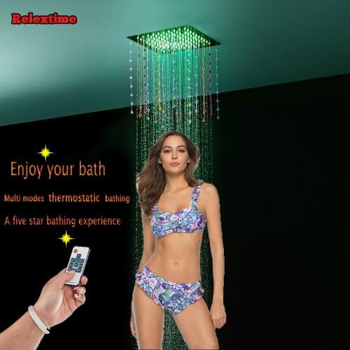 Crystal Quartz Decoration Series SPA Nozzle Light LED Ceiling Shower Head Embedded Mounted Rainfall Anion Spray Misty