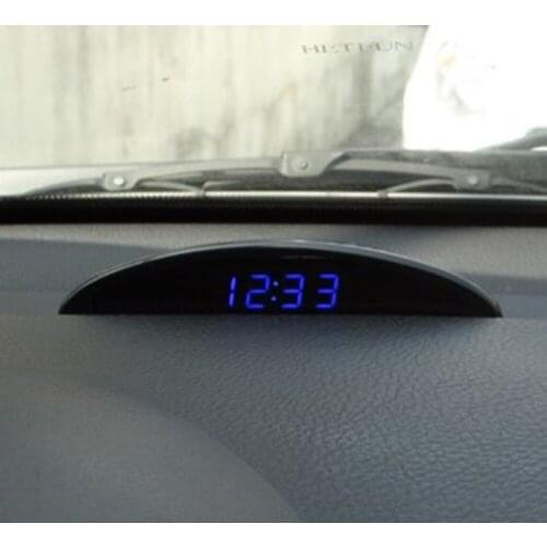 Car Electronic Clock Ornament Automotive Nightlight Mode Interior Temperature Voltmeter Decoration Watch Multifunction Accessory