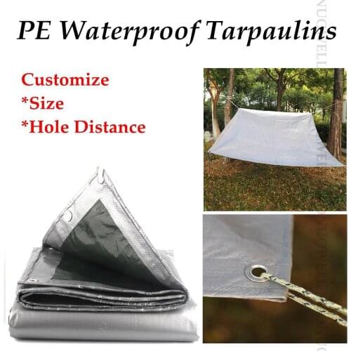 Customize Size 0.32mm PE Tarpaulin Rainproof Cloth Sunshade Tarp Waterproof Camping Lightweight Tarp Ultraviolet-Proof