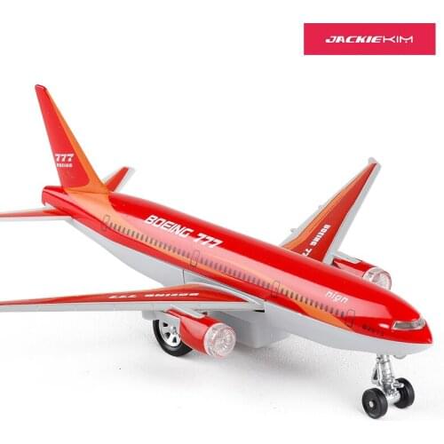 Diecast Metal Plane Model Toys 7" Boeing 777 Pull Back Replica w/ Sound & Light Aircraft Model For Kids Toys Free Shipping