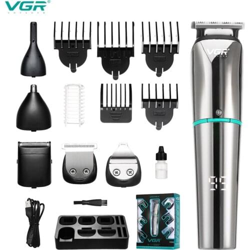 Hair Clipper Personal Electric Trimmer Rechargeable Strong Power Steel Cutter Head with LED Screen Washable Beard Nose Ear Shave