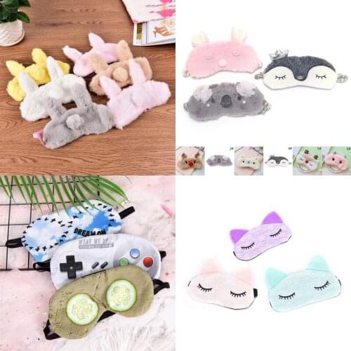 Cute Animal Eye Cover Sleeping Mask Eyepatch Bandage Blindfold Christmas Deer Winter Cartoon Nap Eye Shade Plush Sleeping Mask