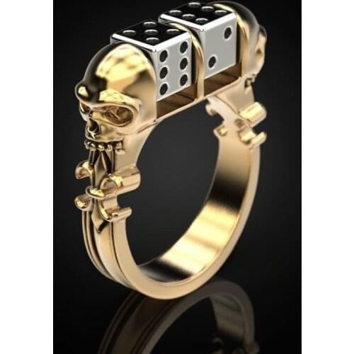 Milangirl Creative en Two-tone Dice Hip Hop Punk Style Skull Rings for Men Personality Party Ring Birthday