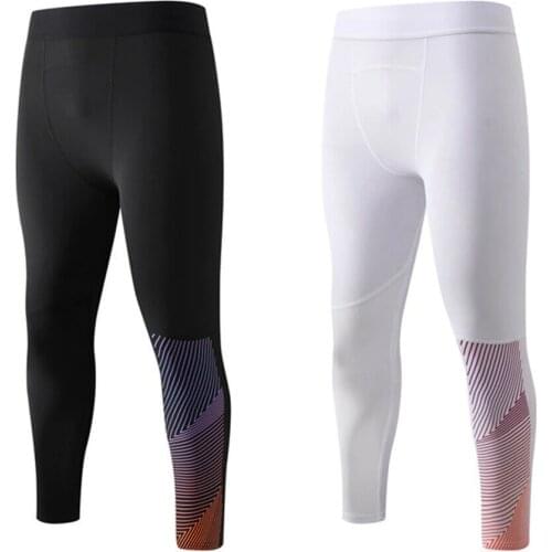 Mens 3/4 Leggings Basketball Cropped Pants Quick Dry Sport Compression Trousers