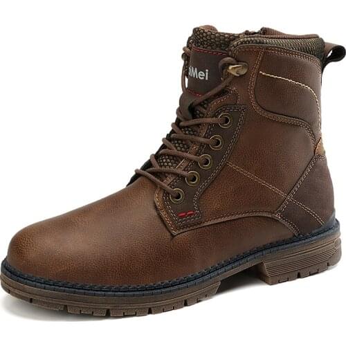 Mens High-top Tooling Boots Outdoor Boots for Men Flats Retro Thick Bottom Lace Up Casual Boots Zapatos De Hombre