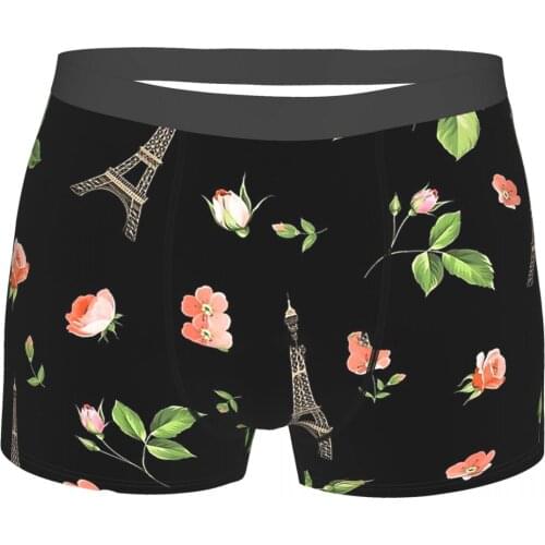 Eiffel Tower in Paris Eiffel Tower French Roses Underpants Breathbale Panties Mens Underwear Comfortable Shorts Boxer Briefs