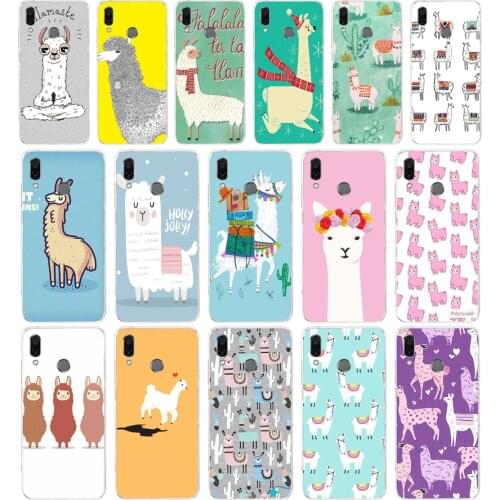 02AA Cute Llama Alpaca Animals Cartoon Soft TPU Case Cover For Huawei Honor 8 8S 8X 8 Lite 9 9 Lite
