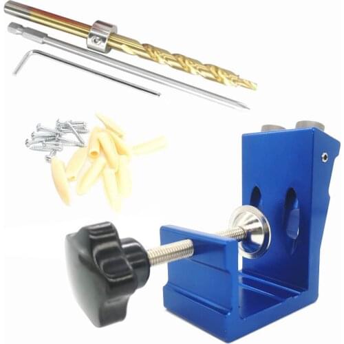 Pocket Hole Drill Guide Dowel Jig Oblique Hole Locator Drilling Kit Aluminium Woodworker DIY tools With 9mm Drill Bit