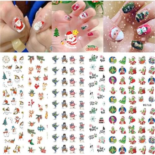 Christmas tree Santa Claus Snowman Snowflake Nail Sticker Christmas Hanging Machine Decoration Nail Art Transfer Adhesive Sticke