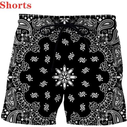 New Bandana Pattern Fashion Men Women Tracksuits Crewneck Hip Hop Shorts Plus size S-7XL