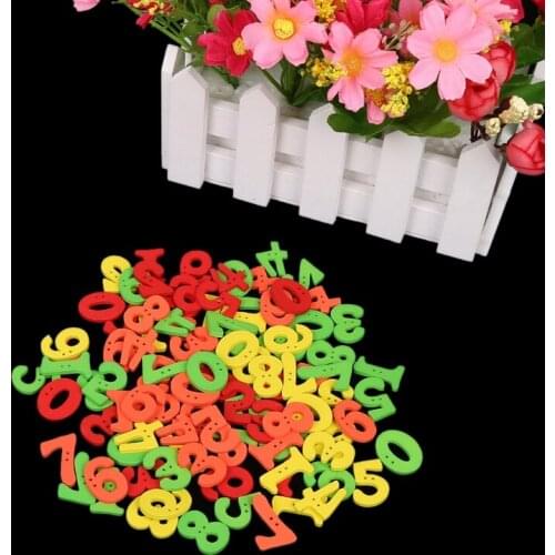 100 pcs Cute Number Wood Button DIY Craft Scrapbook Sewing Appliques Accessories U7ED