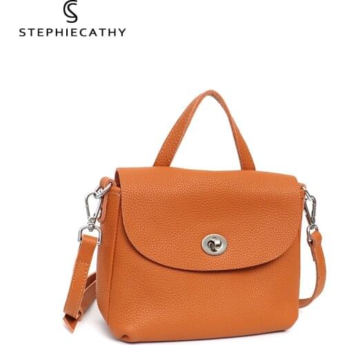 SC High Quality Cowhide Top-handle Bags For Women Chic Lock Flap Small Messenger Handbag Female Real Leather Casual Shoulder Bag