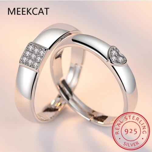 925 Sterling Silver New Jewelry Fashion Couple Ring Simple Heart-Shaped Engagement Wedding Anniversary Gift Woman Ring