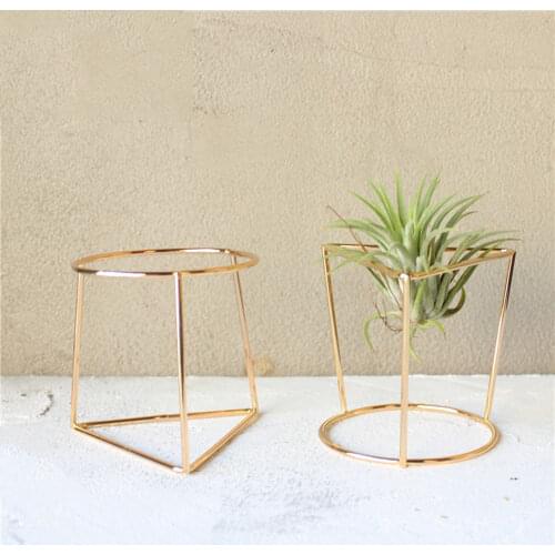 Traditional Geometric Decoration Flower Pot Geometric Metal Rack Plant Care Display Holder Stand Garden Decor Pot Trays Tsl1