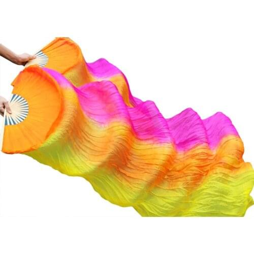 Belly Dance Fan 100% Real Silk/Imitation Silk Fan 1 Pair High Quality Pure Natural Silk Handmade Dyed Silk Fans Belly Dance Veil
