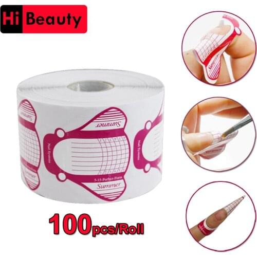 High Quality 100pcs/roll Insect Nail Form Pro Nail Art Guide Form Acrylic Tips Gel Extension Sticker Nail Polish Curl Form