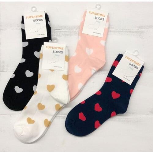 Womens Socks Women Cute Love Heart Cotton Harajuku Girl Female Happy Print Sock Free Dropshipping Supplier Calcetines Wholesale