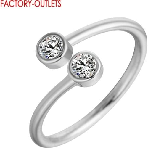 New Statement Genuine 925 Sterling Silver Opening Finger Rings Adjustable Crystal Rings For Women Fashion Jewelry Wedding Party