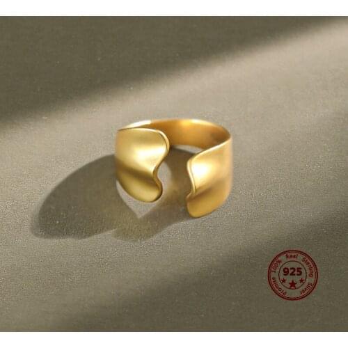 2020 Hot Sale New Korean Version S925 Sterling Silver Ring Irregular Opening Type Wild INS Simple Female Jewelry