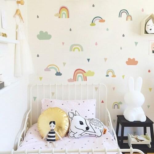 1Sticker Cute Rainbow Wall Sticker For Kids Room Decoration Gift Cartoon Wall Sticker Decal Nursery Kindergarten Classroom Decor