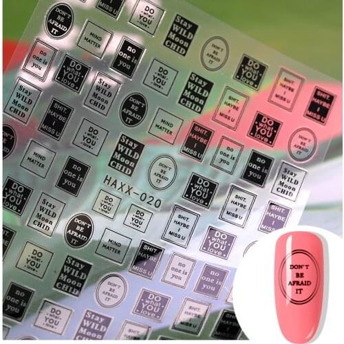 1pc 3d letter Nail Art sticker nail decal gold letters black words character nail adhesive sticker decals nails decoration diy