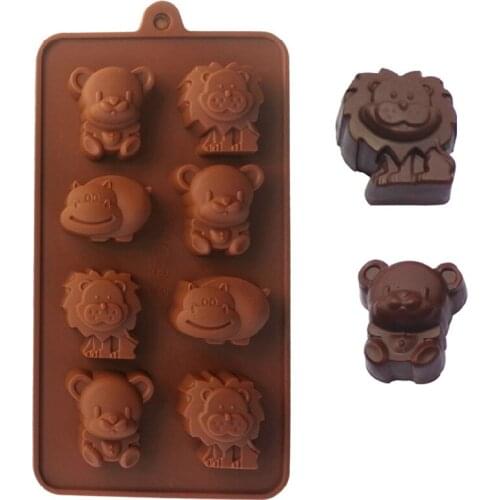 1pcs Cartoon Animal Silicone Cake Mold Chocalate Candy Cookie Mould Baking Decorating Tools Lion Bear Duck Dinosaur Hippo Shapes