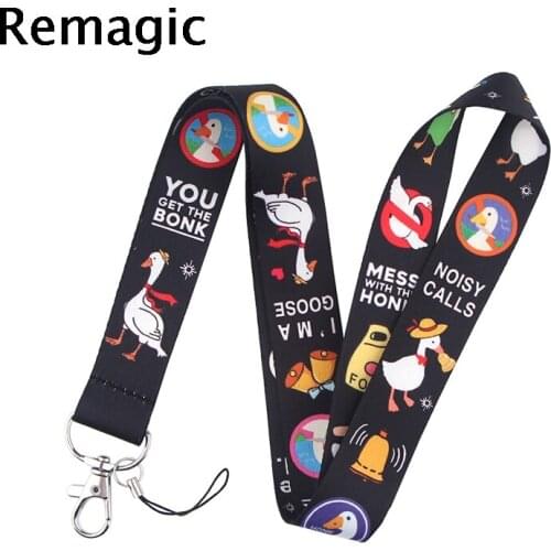 20pcs Untitled goose Cartoon Keychain Lanyards Id Badge Holder ID Card Pass Mobile Phone USB Badge Holder Key Strap 1PCS