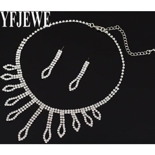 2017 Women New Fashion Jewelry Sets Nechlace And Earrings Silver Plated Rhinestone For Party N188